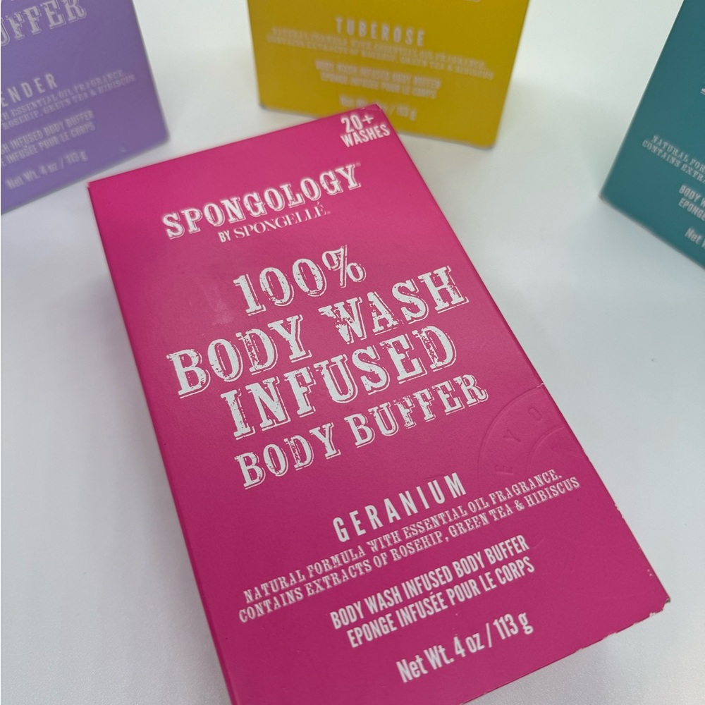 Geranium Body Wash Infused Buffer - Pink